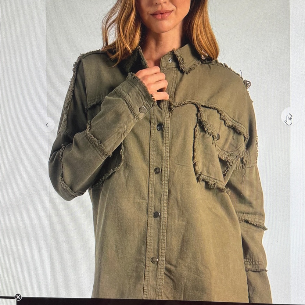 NWOT Olive Rock & Roll Utility Field Jacket Oversized Medium by elan - Picture 3 of 13